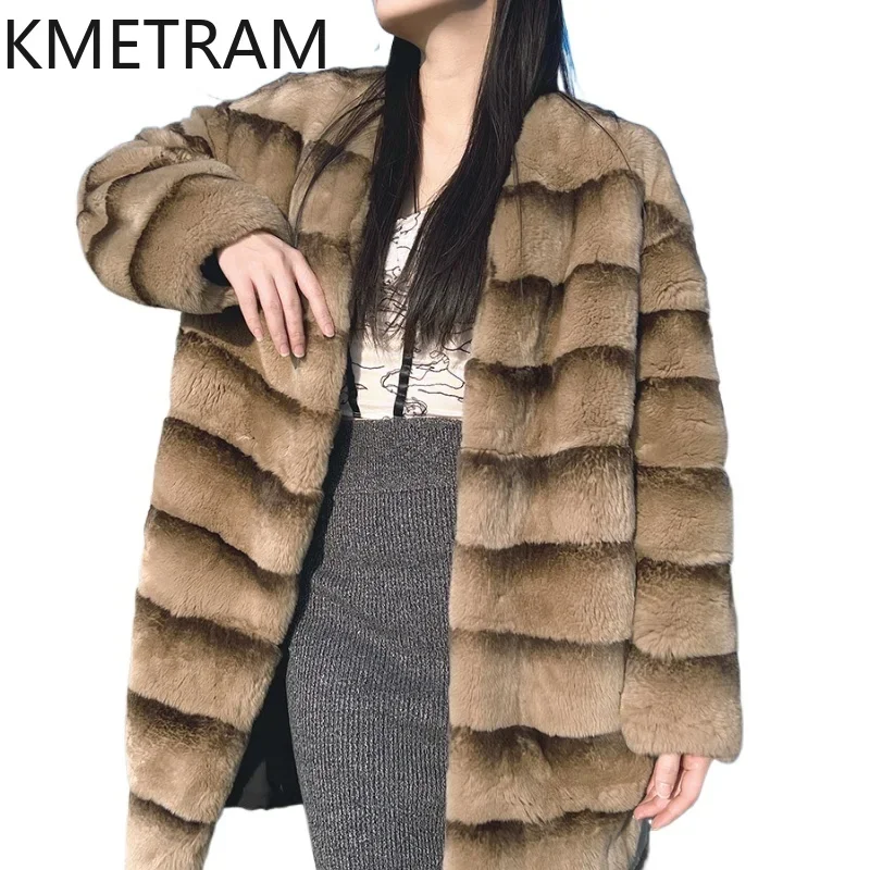 Real Rex Konijnenbontjas Vrouwen Lange Luxe Bontjas 2024 Trending Mode Winterkleding Vrouw Nieuw In Outerwears Шуба Женская