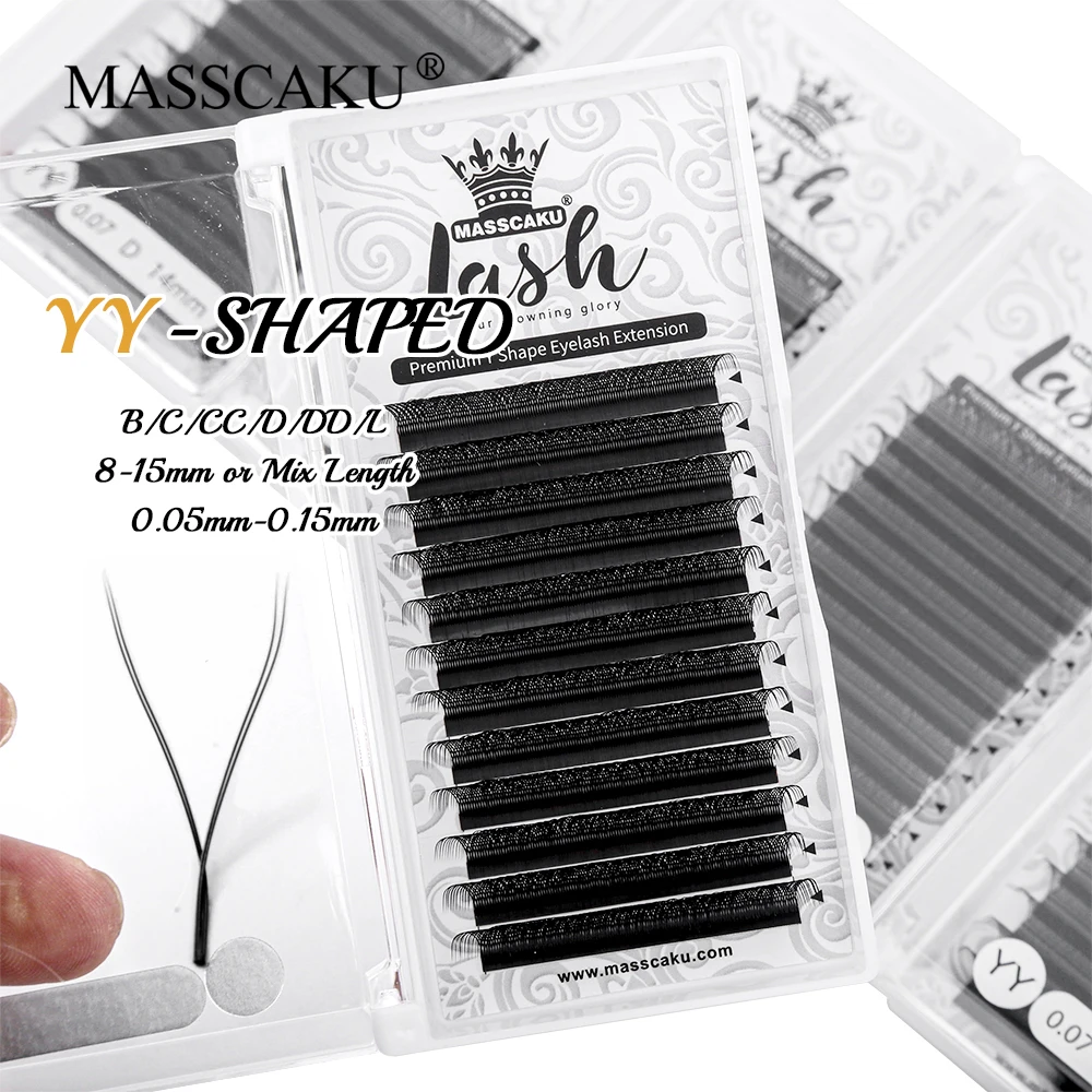 

Wholesale Triple Split Tips Hand Woven Premium Soft Light Natural YY Shape Eyelash Extension Supplies Makeup Mesh Net Cross Lash