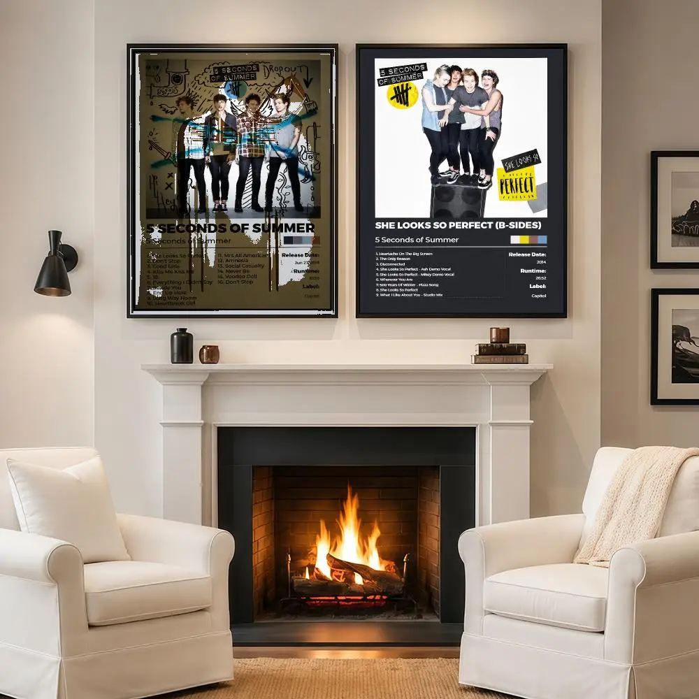 Band 5 S-Seconds Of S-Summer 5SOS DIY Album Cover Frameless Poster Wall Art Indoor Decor For Living Room Bar Bedroom Wall Decor