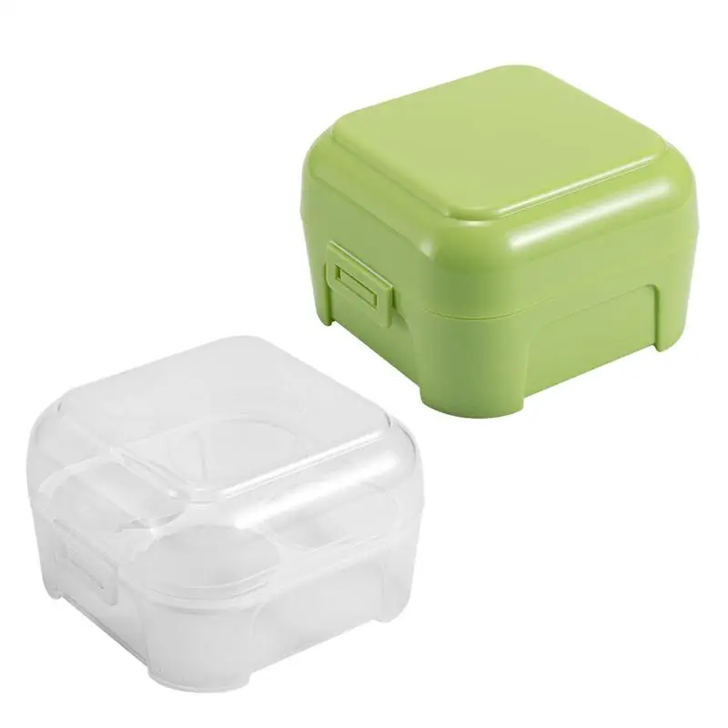 Egg Holder Camping Built-In Egg Tray Egg Container for Refrigerator with Lid 4 Cavity Fresh Egg Keeper Removable Compartments