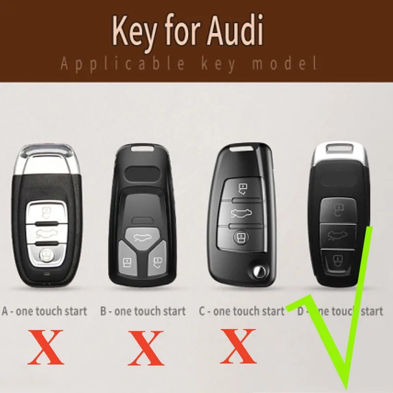 Leather Car Key Cover Case Holder Fob for Audi A8 A7 A6 A4 A3 B9 C8 S7 4K D5 S8 Q7 Q8 SQ8 E-tron 2018 2019 2020 2021 Accessories