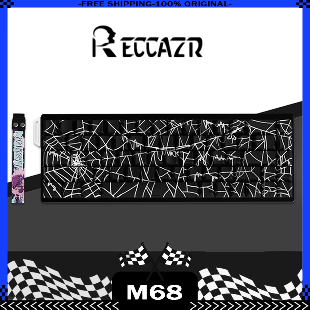 

RECCAZR M68 Magnetic Switch Mechanical Keyboard With Ribbon Wired RGB Esports Gaming Keyboard Hot Swap Custom Keyboard Gifts