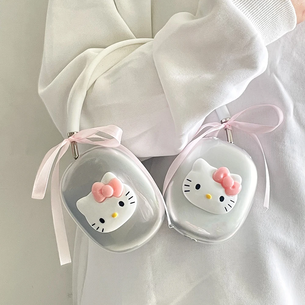 Cute Cartoon Pink Hello Kitty Cases For Apple Airpods Max Headphone Protective Cover Soft Silicone Earphone Case For AirpodsMax