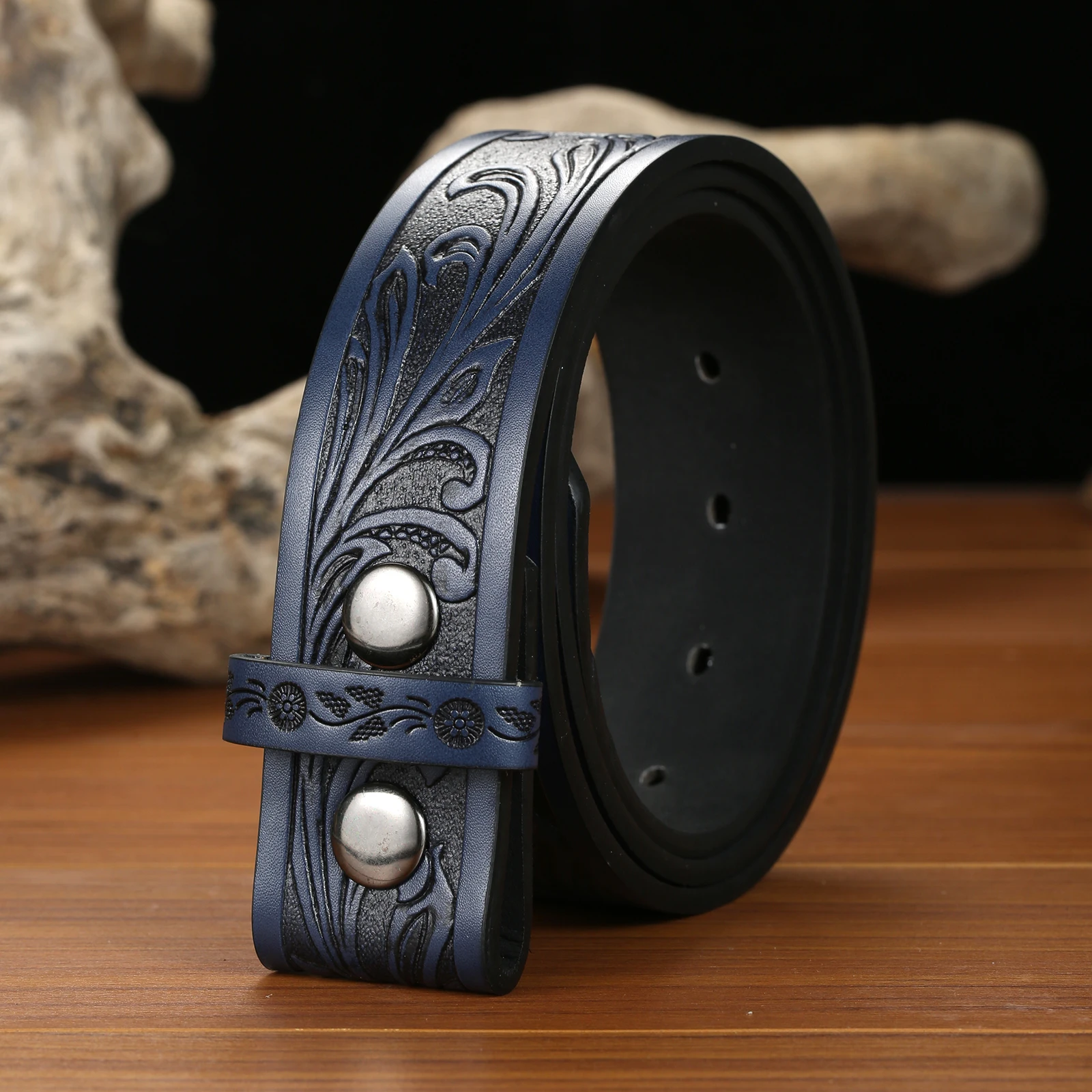 Colorful Embossed Button Belt (Not Including Buttonhead), Embossed Grass Pattern. Classic Retro. Punk Instagram Style. Everyday