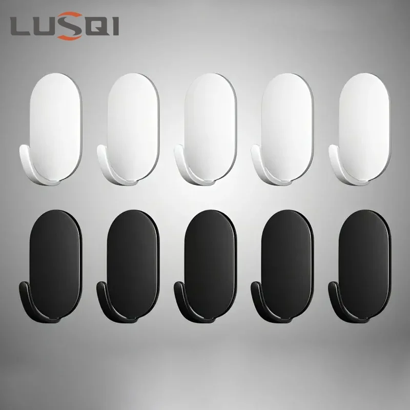 LUSQI 10/20Pcs Self Adhesive Towel Hooks Bathroom Toilet Kitchen Multifunctional Hook Clothes Hat Umbrella Hanger Keyring Holder