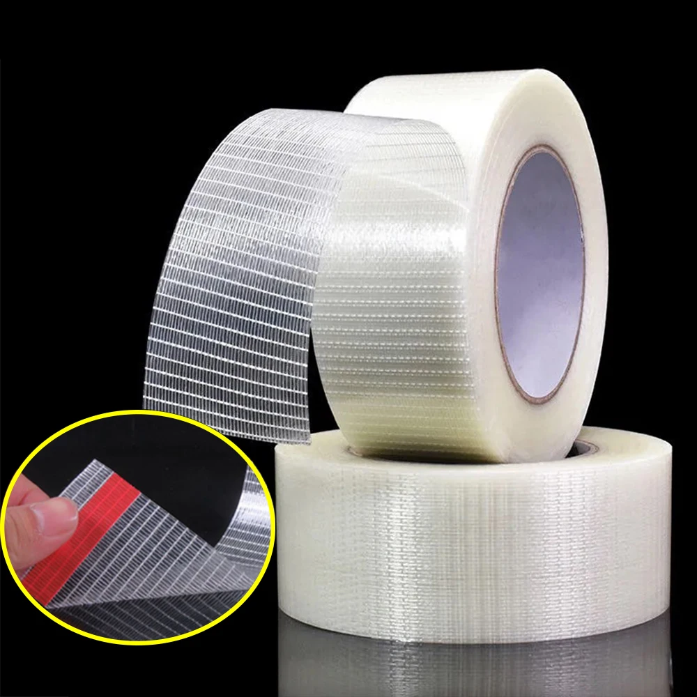 25M Grid Fiber Tape Toy Airplane Model Super Strong Mesh Single-Sided Tape Wear-Resistant Glass Fiber Strong Reinforced tape