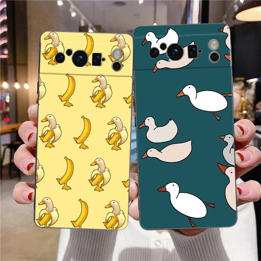 Cartoon Duck Goose Game Phone Case For Google Pixel 8 7 6 Pro 8A 6A 7A 5G Soft Silicone Shockproof TPU Black Cover Fundas