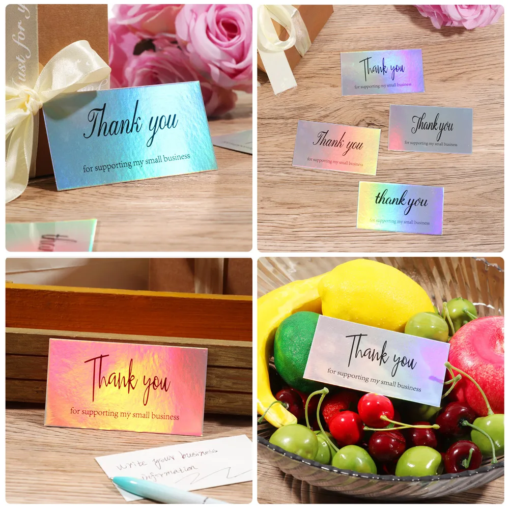感謝のカード、グリーティングポストカード、小さなビジネスをサポートするありがとう、オンライン小売ショッピングギフト、5x9cm、50個
