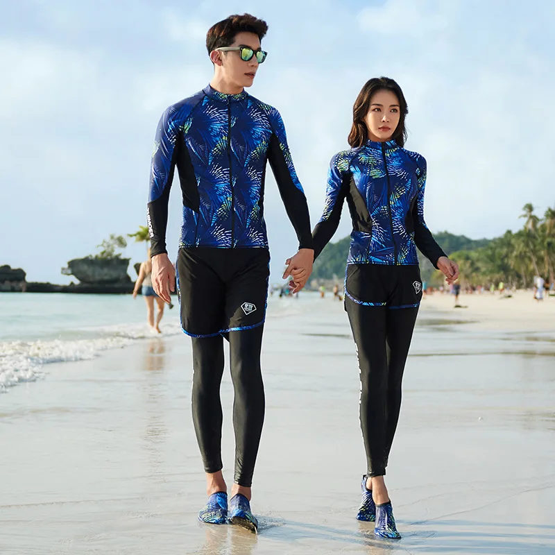 

Couples Women/Men 3-5pcs/set Rash Guard Long Sleeve Zipper Athletic Surfing Swimsuit Wetsuit Fitness Yoga Running Tracksuits