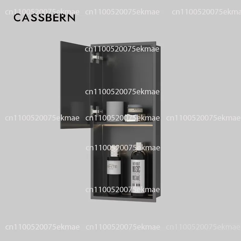 Bathroom wall recessed niche cabinet with shatterproof glass door and two-story design