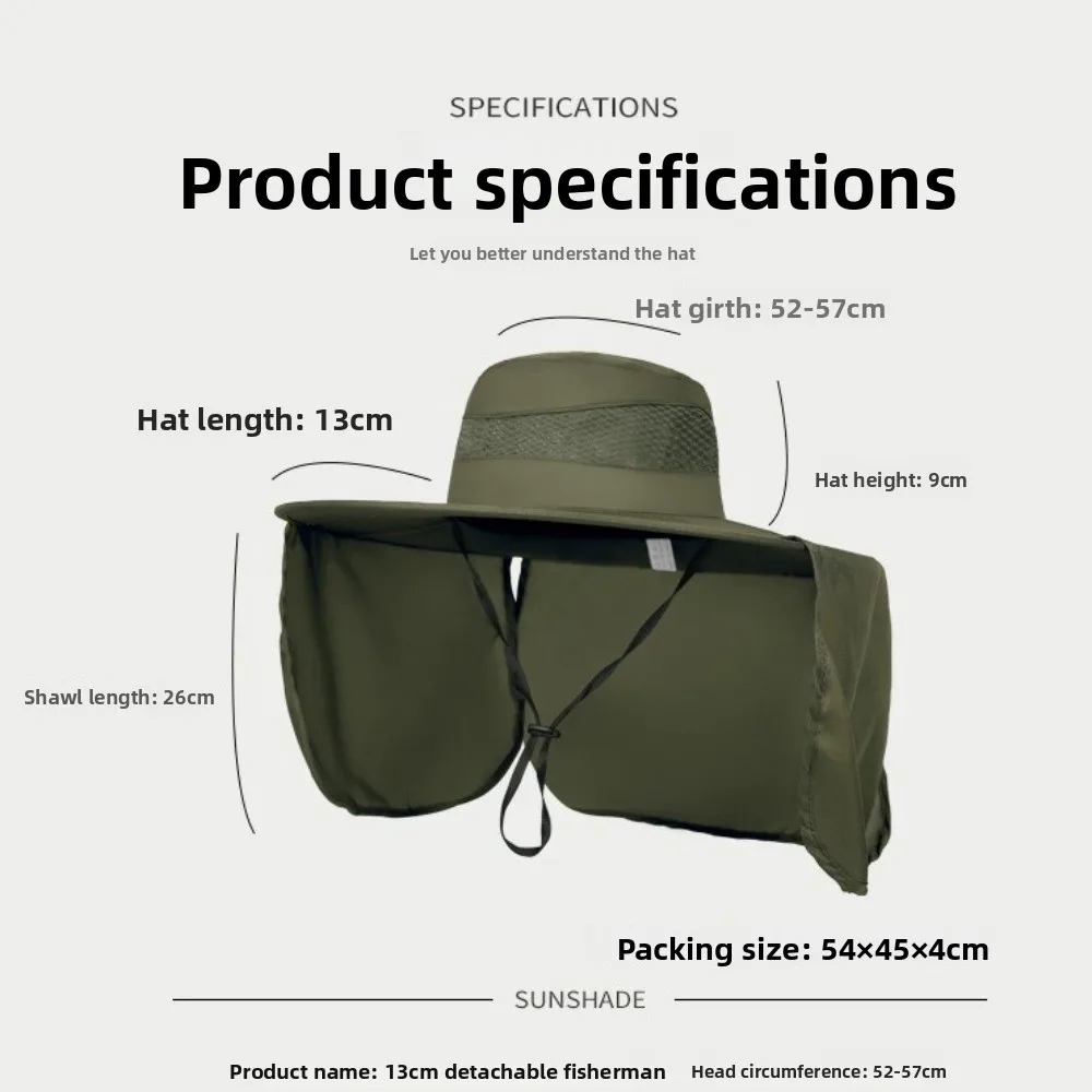 قبعة جديدة مضادة للشمس ومضادة للأشعة فوق البنفسجية قابلة للتنفس، قبعة دلو قابلة للفصل لحماية الرقبة، شال واقي من الشمس، قبعة صيفية