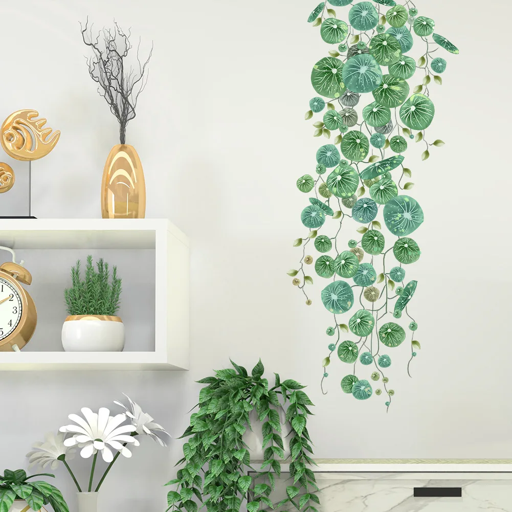 Small Fresh Green Vine Leaf Wall Sticker Living Room Waterproof Home Decorative Wallpaper Self-Adhesive Bedroom Wall Sticker