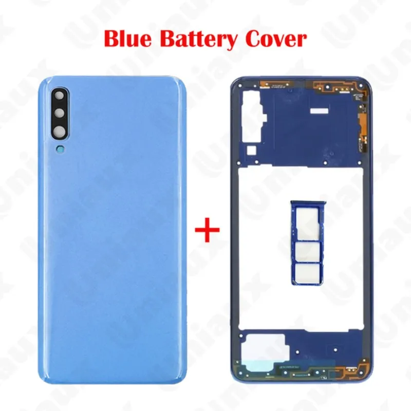 For Samsung Galaxy A70 2019 A705 SM-A705F Middle Frame Plate Bezel A70 Battery Back Cover Rear Door With Camera Lens Replace