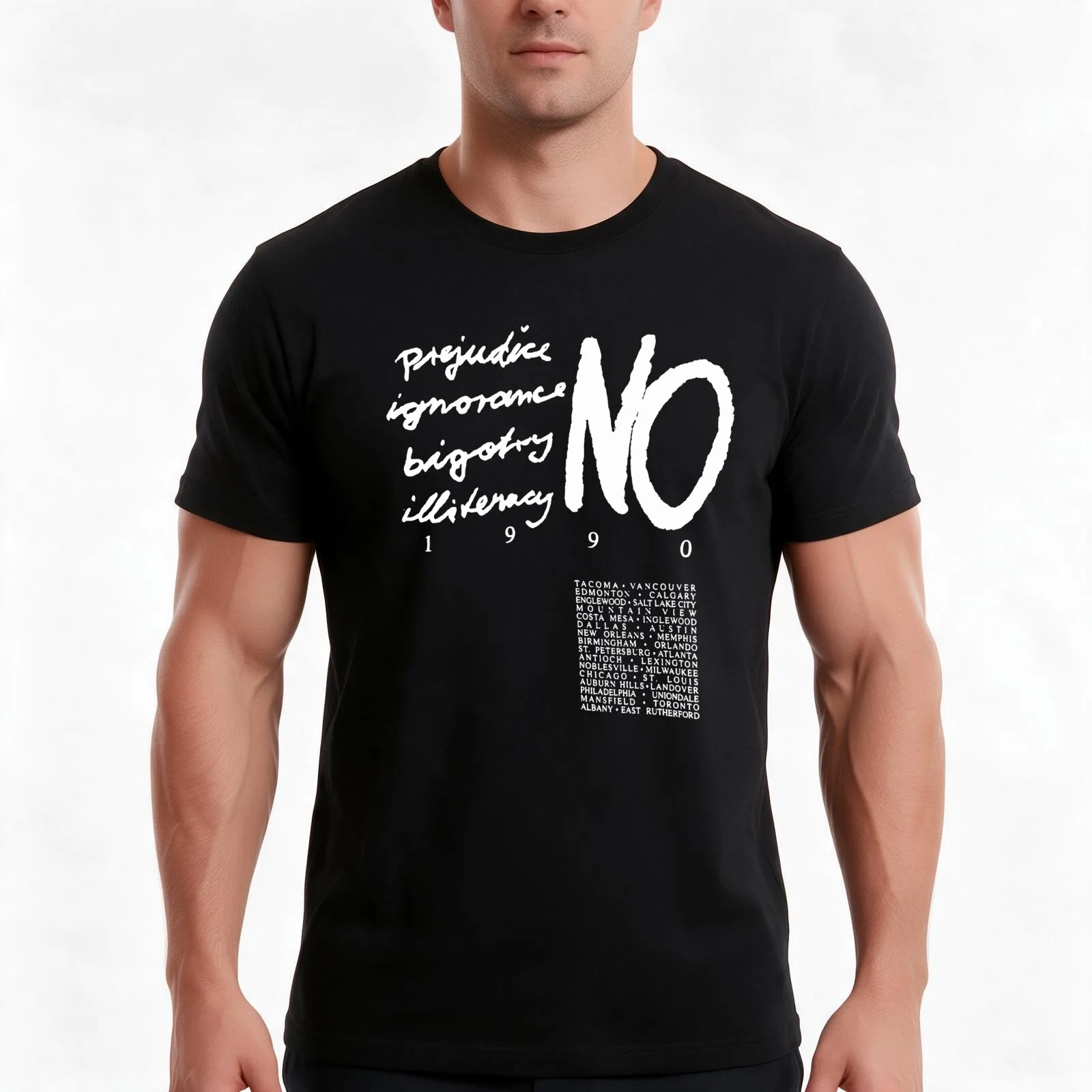 1990 RARE Janet Jackson - Double Sided Rhythm Nation World Tour 1990 - No Prejudice Ignorance Vintage Concert T-Shirt