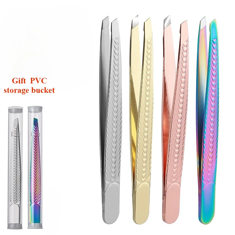 High Precision Stainless Steel Hair Removal Tweezers, Fish Pattern Anti Slip Slanted Eyebrow Clip, Eyelash Grafting Makeup Tool