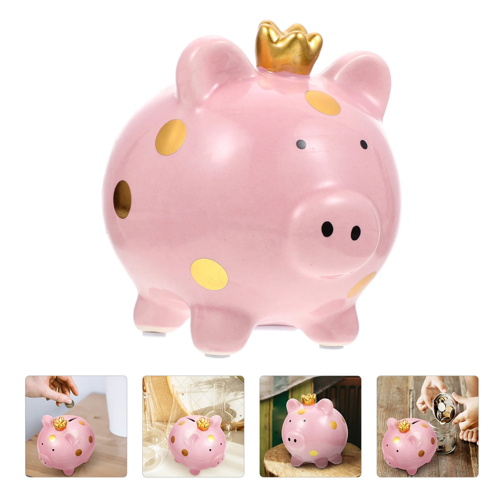 Salvadanaio in ceramica Cartoon Pig Design Barattolo di denaro Ornamento da tavolo Barattolo di monete per bambini Pentola di risparmio Grande salvadanaio Adorabile vaso di risparmio