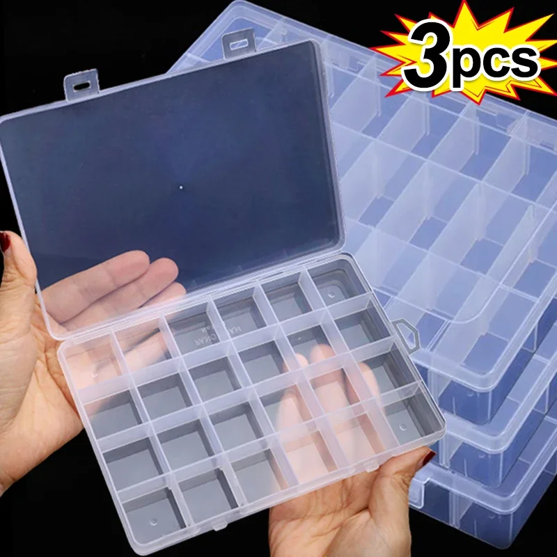 Square Plastic Transparent Storage Box Jewelry Beads Container Fishing Tools Accessories Box Small Items Sundries Organizer Case