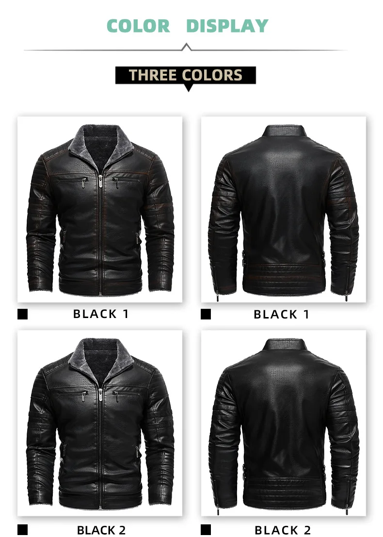 Winter Jacket for Men New Leather Coat Fleece-Lined Thickened Fur Integrated Warm Fashion Casual Men Coat Leather Jacket