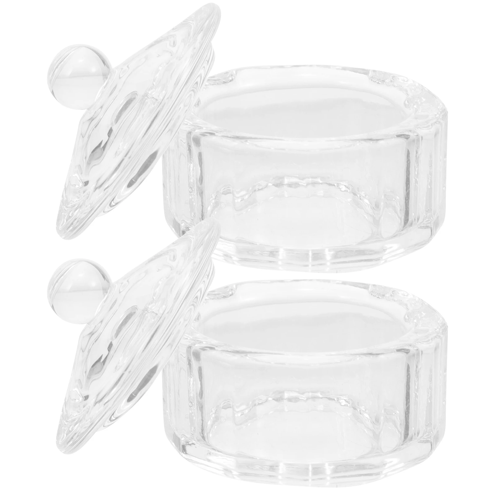 2 bicchieri per unghie in vetro cristallo, ampia applicazione, piatto Dappen per strumento per manicure in polvere liquida acrilica con coperchio, forniture per unghie acriliche