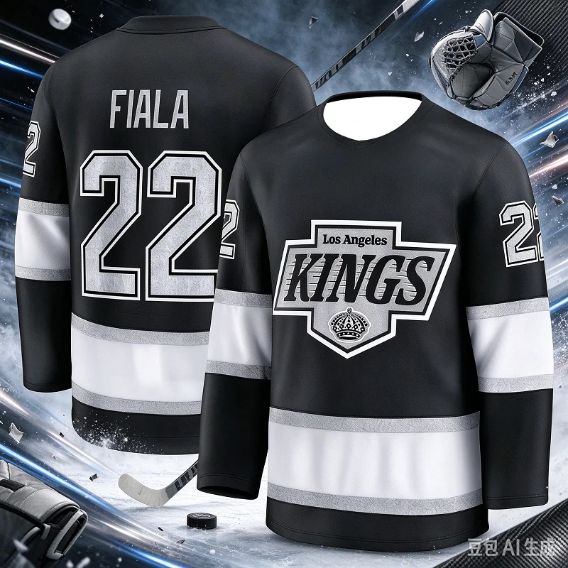 2026 Men's New Ice Hockey King Team Training Top with 3D Print, White, Breathable and Quick-drying Long Sleeves Tops