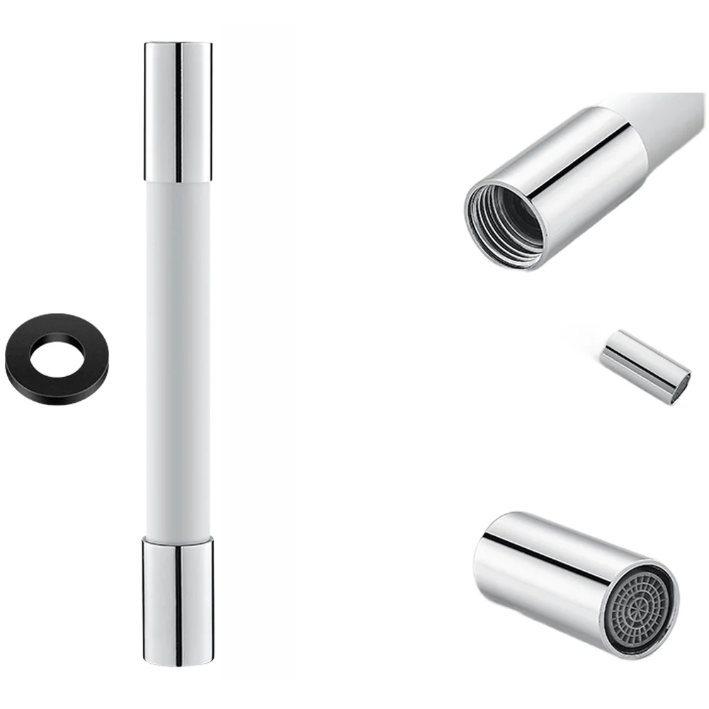 Faucet Extender 2 Pcs Set Stainless Steel Body Rubber Seal Silicone Tips 360 Rotation Standard 4 Point Connector for Easy Setup