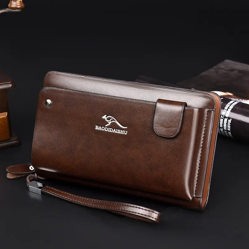 Fashion Business Men Clutch Bag Durable Soft PU Leather Male Money Pouch Bag Casual Men's Cardholder Case Handbag Day Clutch view 4