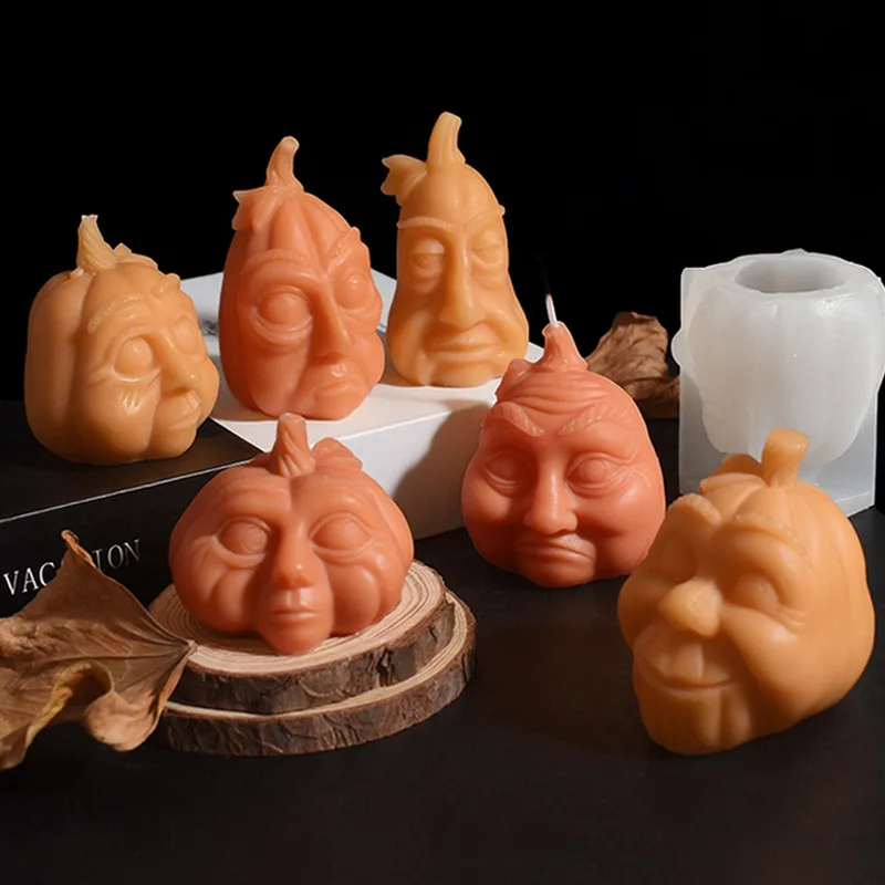 قالب جديد للهالوين قالب شمع مخيف اليقطين رئيس زخرفة الوجه على شكل اليقطين عفريت ديكور تمثال قوالب السيليكون