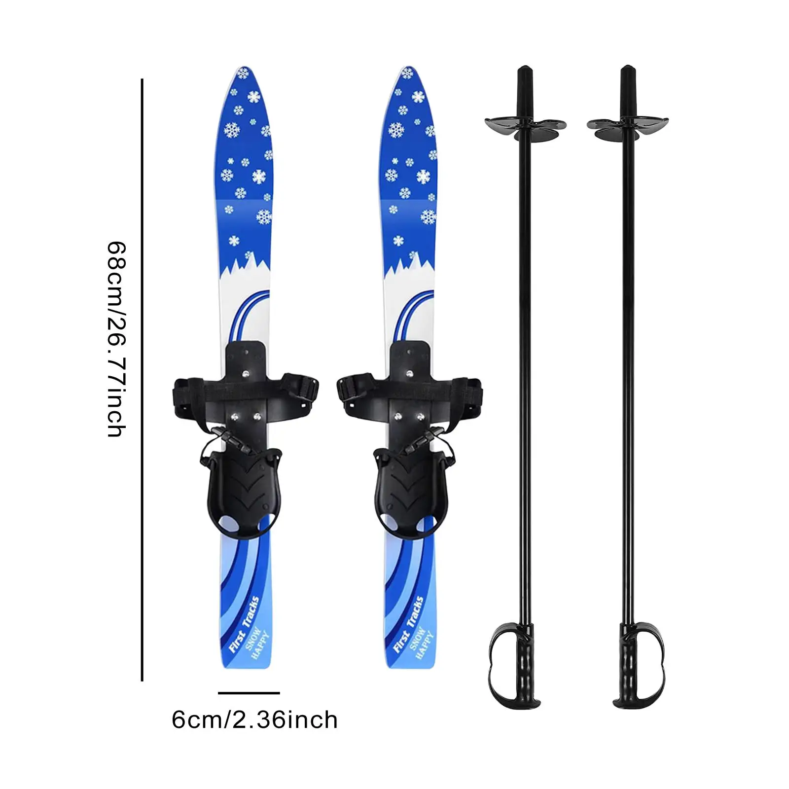 Skiblades Short Skis with Ski Poles Kids Winter Sport Equipments with Universal