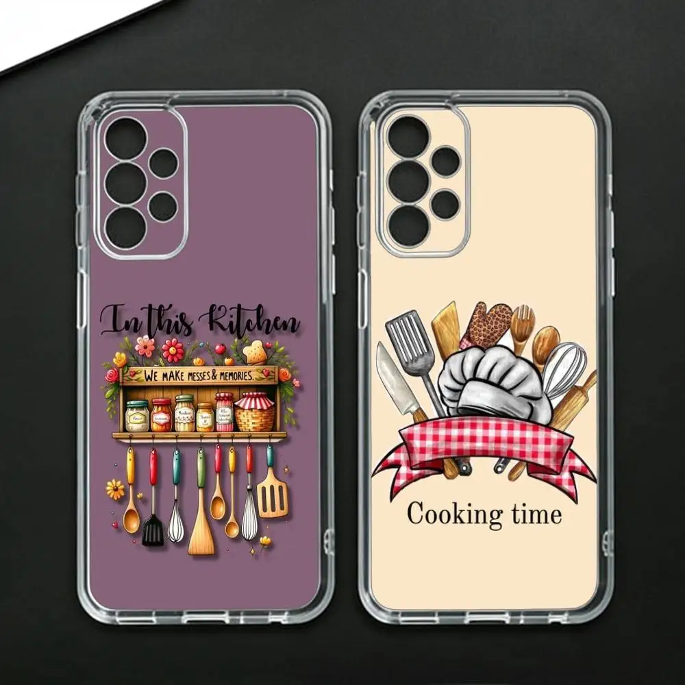 C-Cooking Utensils Chef Kitchen  Phone Case For Samsung Galaxy A71,A70,A52,A51,A40,A30 Transparent Cover