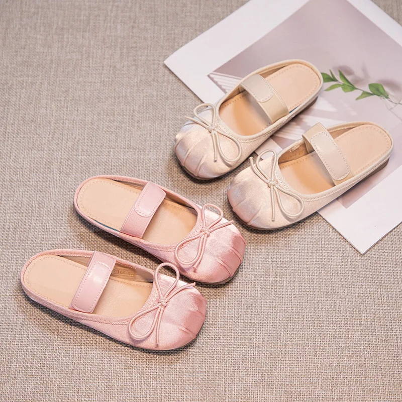 Baby Girls Beautiful Casual Soft Cartoon Bow Flat Sandals Breathable Student Cute Comfortable Hollow Elegant Kids Daily Summer