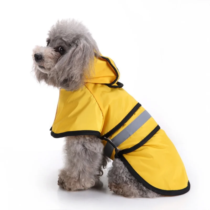 Pet pequeno cão capa de chuva reflexivo à prova dwaterproof água roupas com capuz macacão rainwear para pequeno médio grandes cães