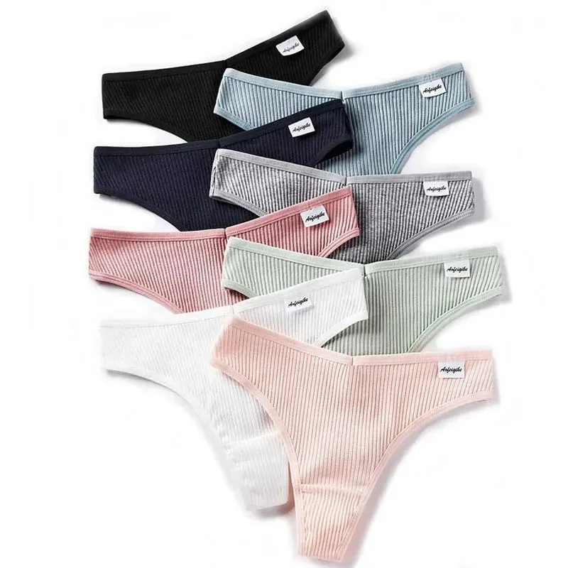 

8 Pcs / Set Women' Cotton G-String Thong Panties Low Rise Sexy V-Shaped Underwear Soft And Breathable Bikini Lingerie