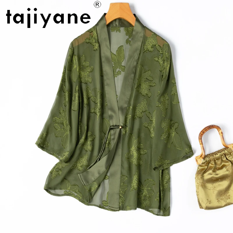 TAJIYANE 100% Mulberry Silk Women Shirts Tops Casuales Women Clothing Long Sleeve Top Summer Loose Fit Womens Топ Женский 2024