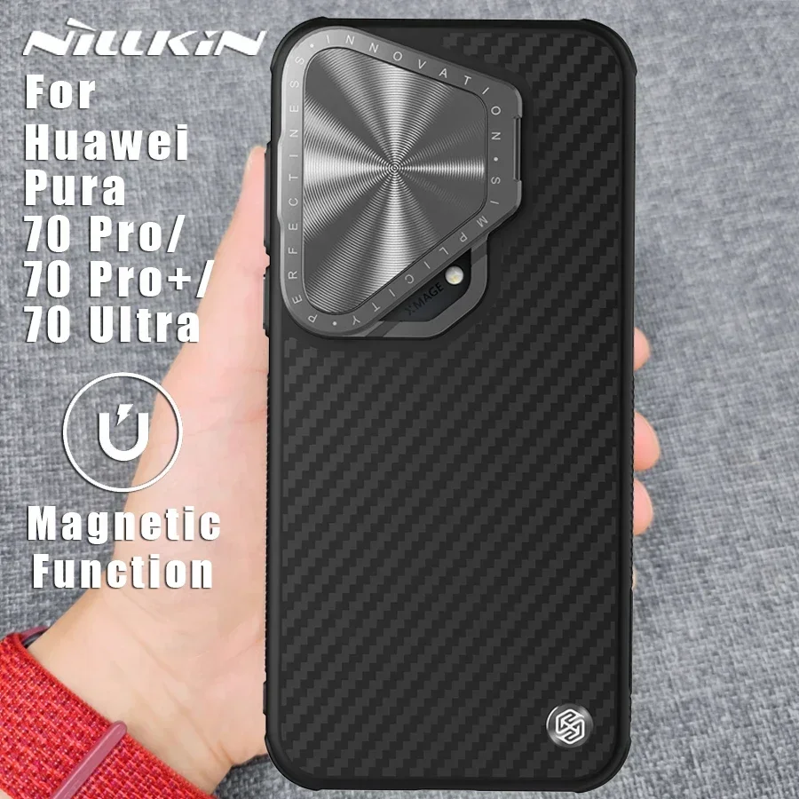 NILLKIN for Huawei Pura 70 Pro Plus / 70 Ultra case Carbo fiber Magnetic Adapt Magsafe Lens Camera Protection Back cover