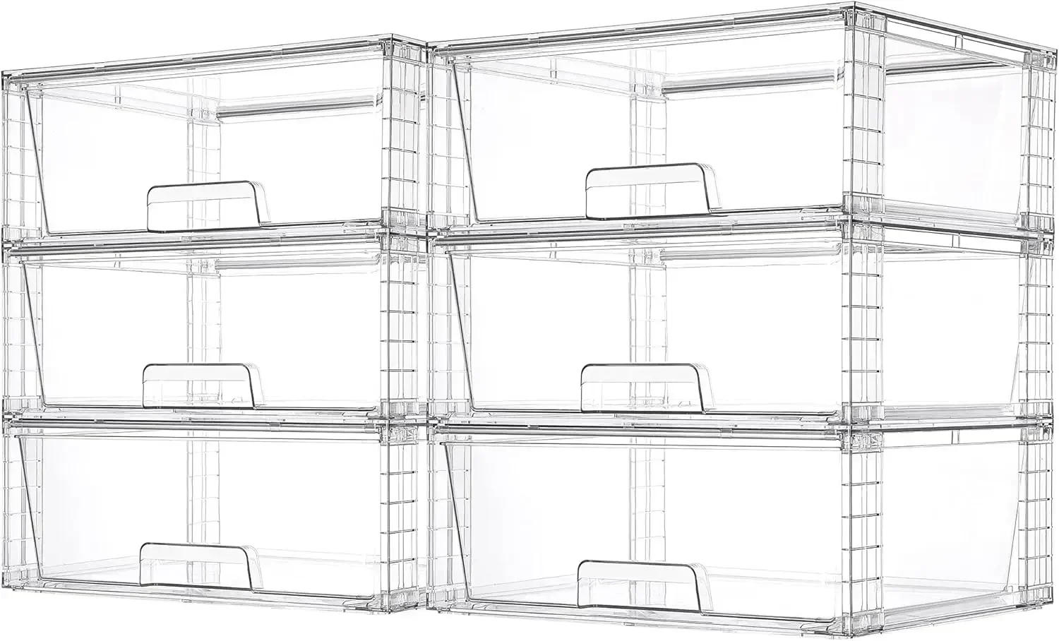 6 Pack Large Stackable Storage Drawers,Easily Assemble Acrylic Bathroom Closet Undersink Organizers and Storage,Plastic Storage