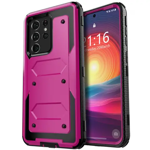 For Samsung Galaxy S21 Ultra S21+ S21 Plus S21 FE S21 5G Phone Case Shockproof Heavy Duty Rugged Hybrid Protective Cover Purple
