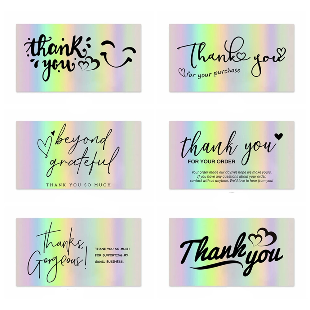 50 Adet Küçük İşletmemi Desteklediğiniz İçin Teşekkür Ederim Yansıtıcı Lazer Takdir Kartları Çevrimiçi Perakende Alışveriş İçin Tebrik Kartpostalı