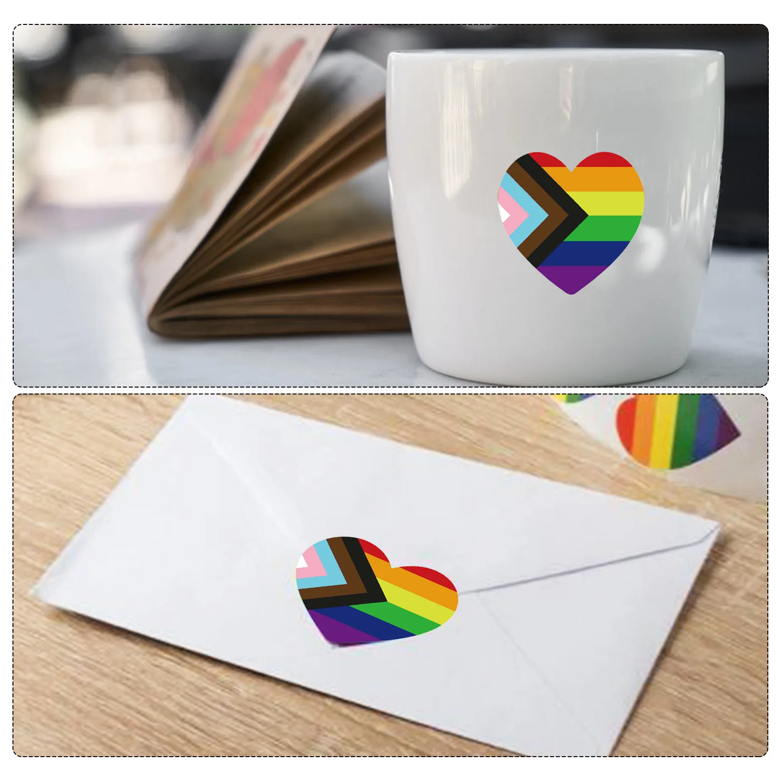 Home Garden Rainbow Stickers Envelopes Folders For Face Hands Pride Rainbow Heart Shaped Stickers 3.8x3.8cm 500pcs