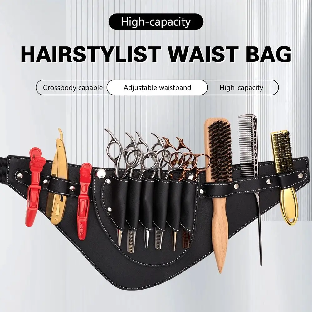 

PU Leather Hairdressing Tools Holster Durable Adjustable Waist Barber Tools Waist Pack Shoulder Belt Waist Belt Barber Tools Bag