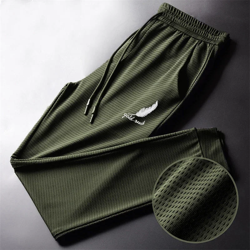 Spring Summer Men Fashion Quick Dry Pants Lightweight Hiking Running Trousers Breathable Workout Gym Ankle Tied Athletic Pants