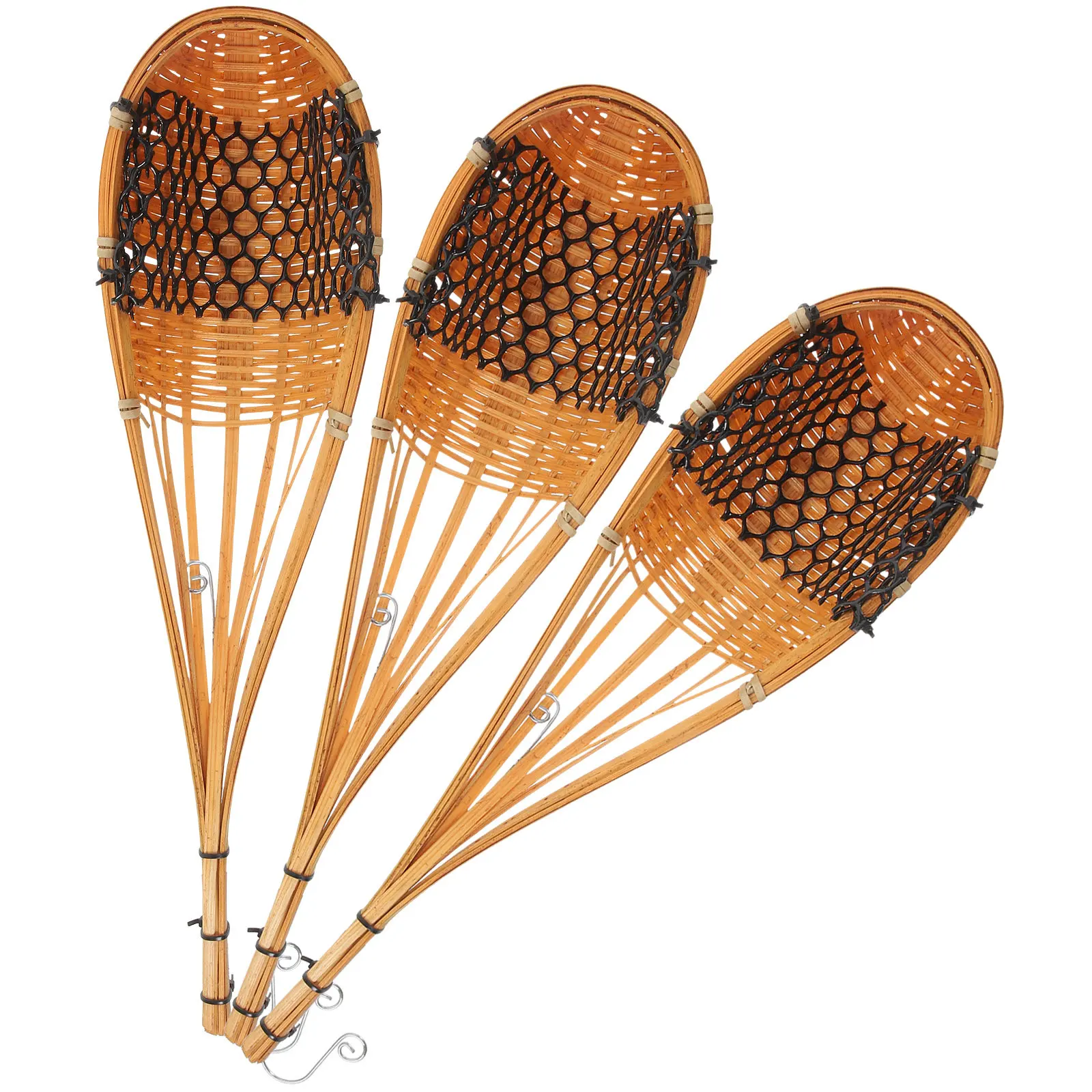 3Pcs Woven Hanging Bamboo Flower Basket Planter for Indoor Outdoor Plants Hanging Woven Pots Small Size Home Garden Decor
