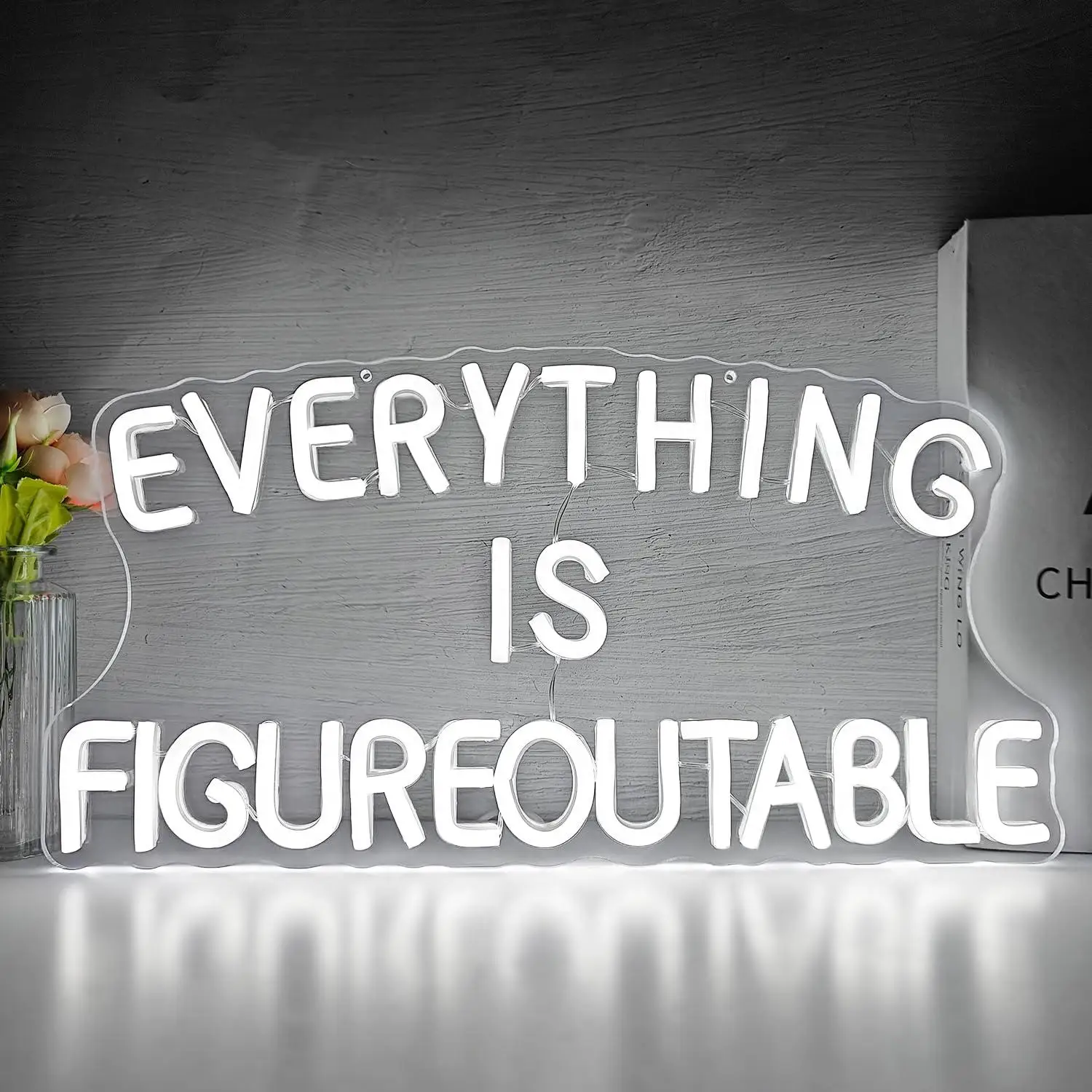 

Everything Is Figureoutable Neon Sign USB Dimmable LED Light for Wall Decor Classroom Office Home Inspirational Art Decoration