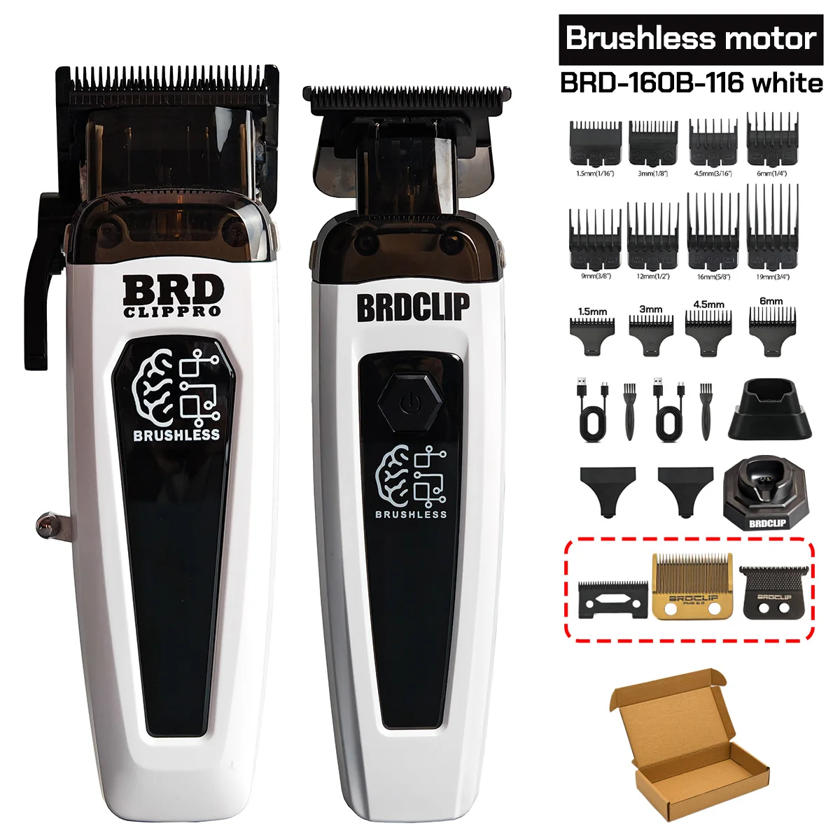 BRDCLIP 7500 RPM Borstelloze Motor Professionele Tondeuse Kapper Haar Snijmachine Kit Salon Tondeuse voor Mannen 106 078