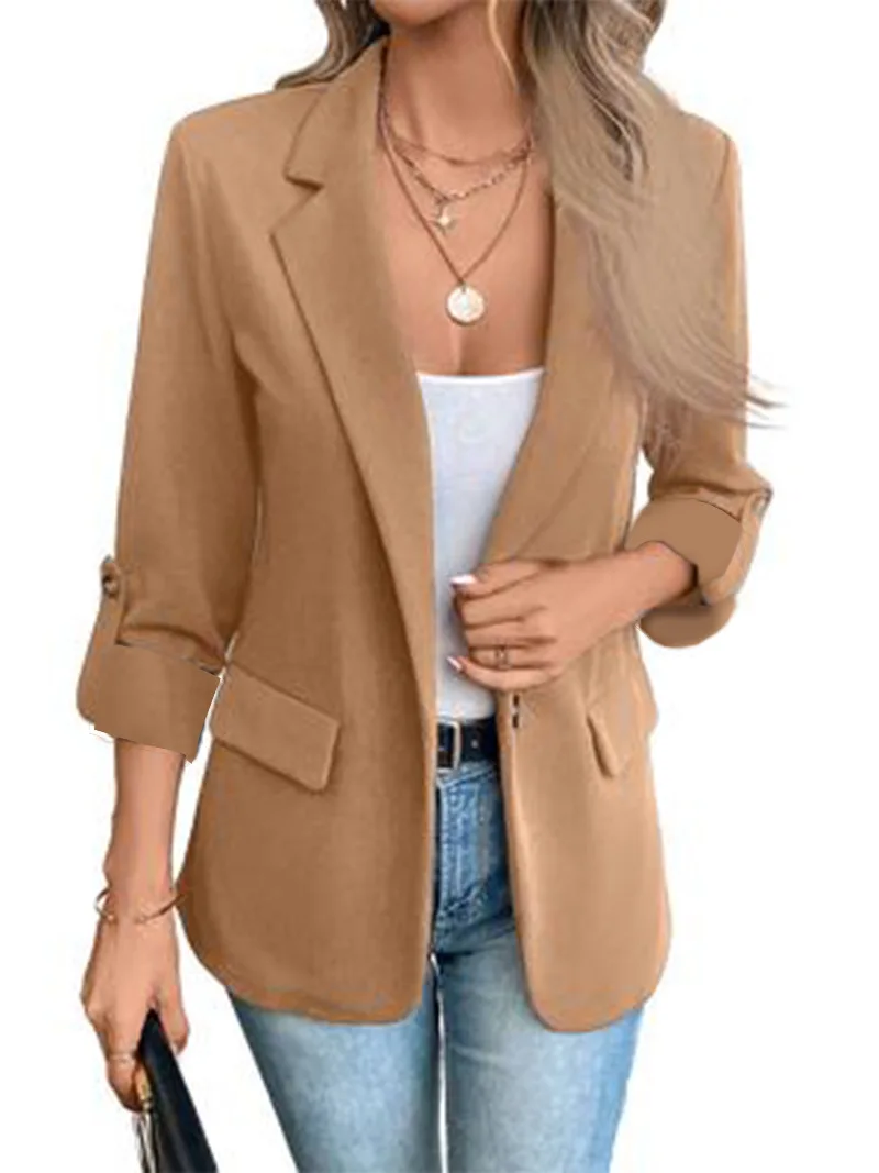 Cardigan à manches longues pour femmes, blazer à bouton unique, costume de bureau Simple, haut de transport, manteaux de base polyvalents à la mode, nouvelle collection