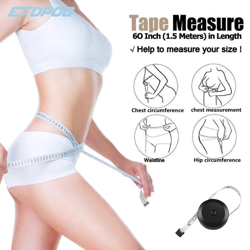 Black Double Sided Measuring Tape Auto 1.5m 60inch Retractable Tools Flexible Sewing Mini Measuring Tape