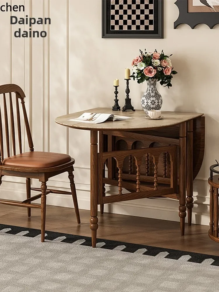 W5.19 Dining Table Extendable Convertible Round Table Rock Slab Living Room Home Dining Table Small Apartment