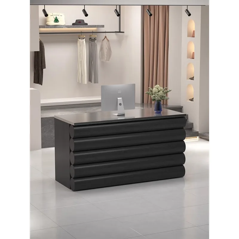 Checkout página balcão loja de roupas balcão de bar preto pintado aço inoxidável simples e moderno loja pequena recepção recepção de
