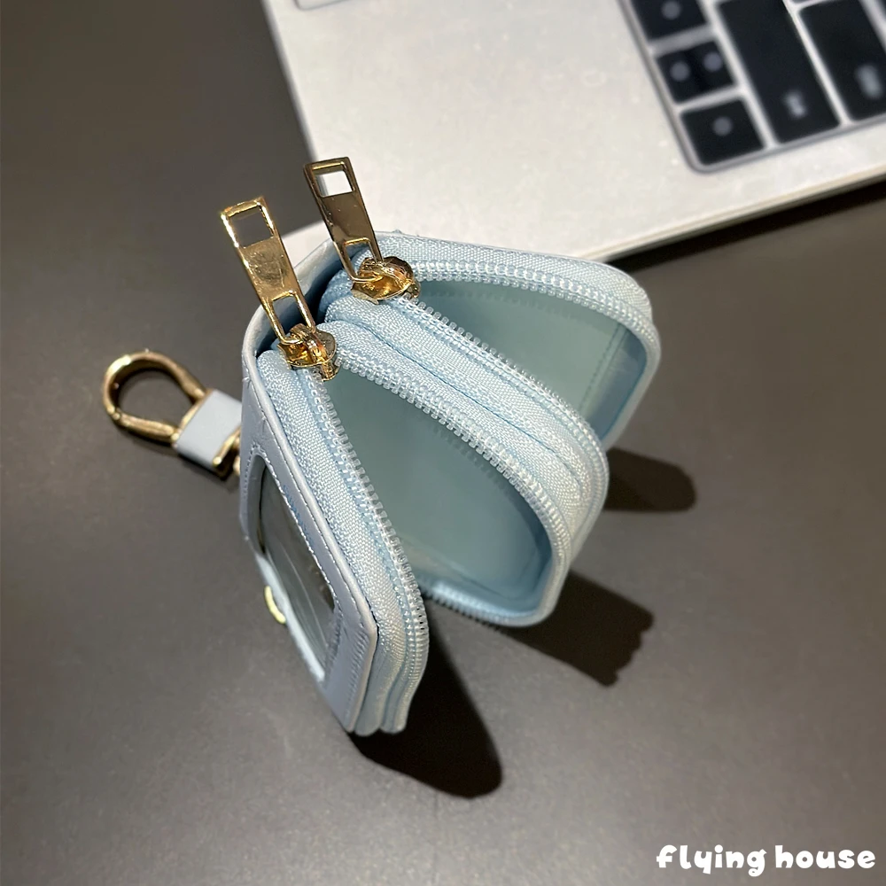 Bolsa para llaves de coche de dibujos animados de cuero Pu Kuromi My Melody Cinnamoroll, funda para llaves, Mini bolsa, bolsa de almacenamiento multifuncional portátil, regalo con cremallera