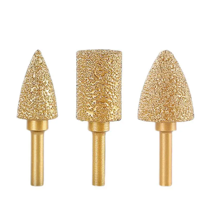 1PC 6mm Shank Vacuum Brazed Diamond Grinding Head Burrs Engraving Drill Bits Stone Alloy Steel Cast Iron Polishing Carving Tool