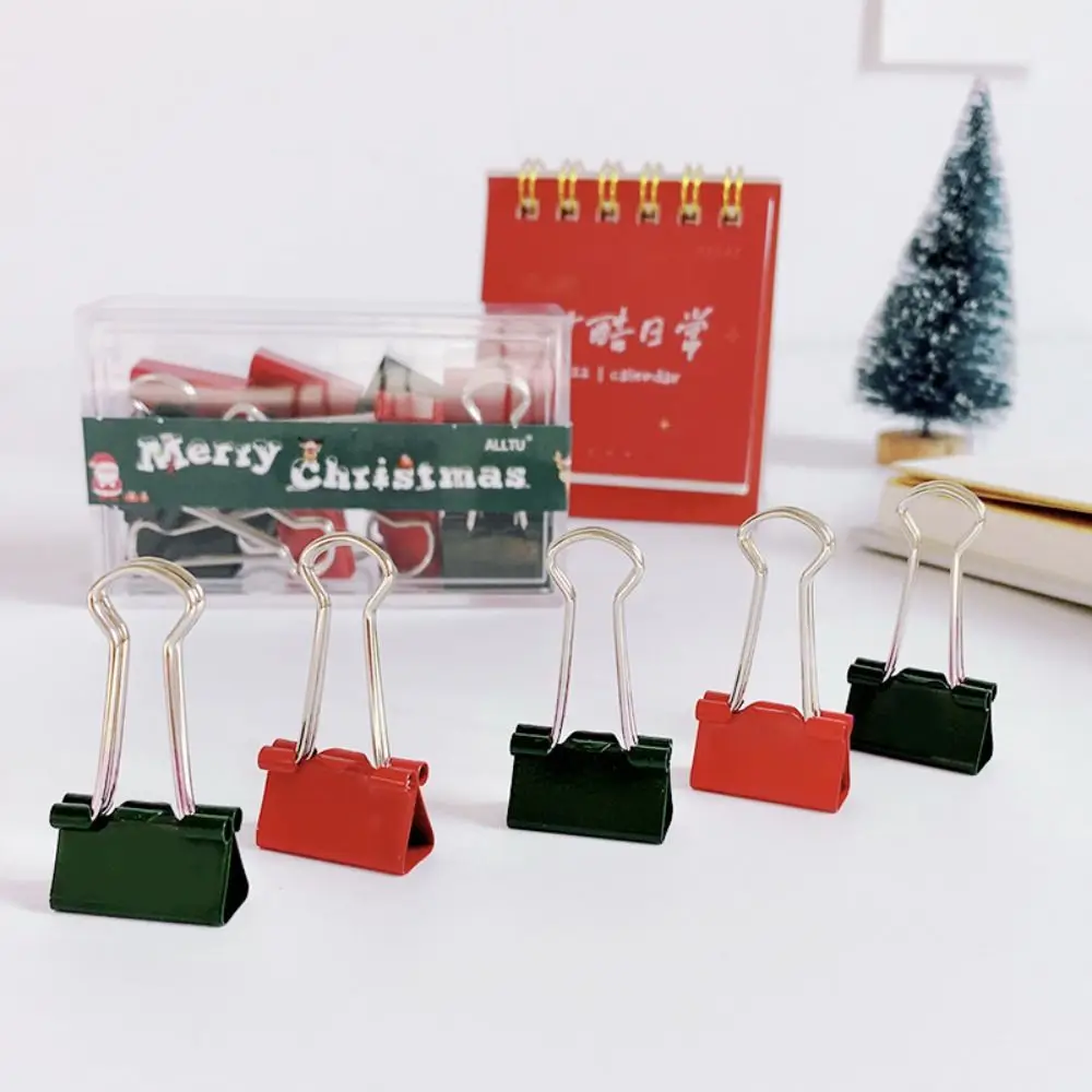 바인딩 용품 크리스마스 시리즈 바인더 클립 긴 꼬리 클립 편지지 푸시 핀 종이 클립 금속 폴드백 클립